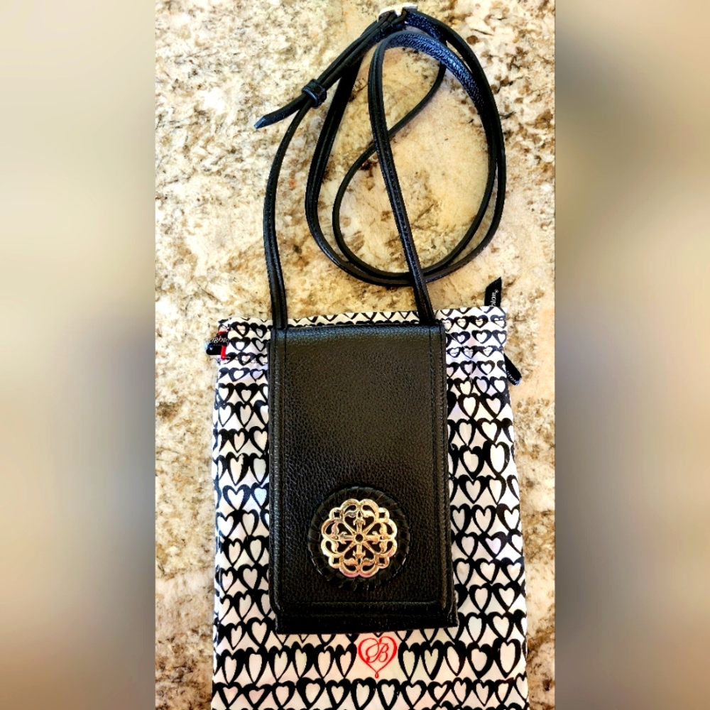 Brighton Black Leather Mini Bag With Crossbody Strap